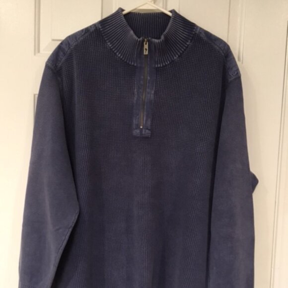 Tommy Bahama 3XB Blue Cotton Long Sleeve Half-Zip Sweater - Picture 7 of 9
